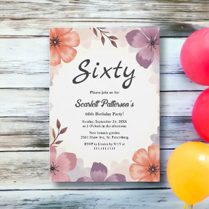 Invitation Élégant floral aquarelle romantique anniversaire d