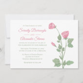 Invitation Elégant Floral Aquarelle rose Fleurs Mariage (Devant)
