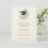 Invitation Elégant Floral Aquarelle Style Graduation Brunch (Debout devant)
