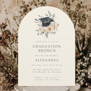 Invitation Elégant Floral Aquarelle Style Graduation Brunch