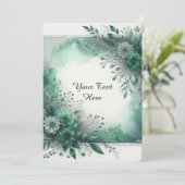 Invitation Élégant floral aquarelle vert émeraude (Debout devant)