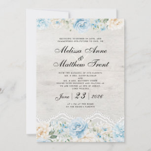 Invitation Élégant floral aquarelle vintage dentelle mariage