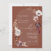 Invitation Élégant Floral Arch Dark Terracotta Mariage (Devant)