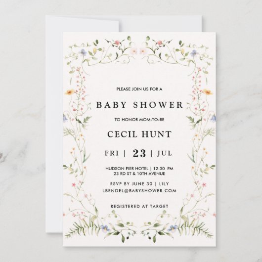Invitation Elegant Floral Baby Shower (Devant)