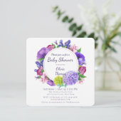 Invitation Élégant floral | Baby shower aquarelle (Debout devant)