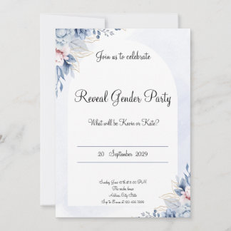 Invitation Élégant floral bébé révéler l'invitation genre