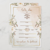 Invitation Elegant Floral Beige Watercolor Minimal Gold Frame (Devant / Derrière)