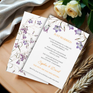 Invitation Élégant Floral Bellflower Juste Marié Mariage