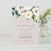 Invitation Élégant floral blanc | Blush Mauve Le Mariage De (Debout devant)