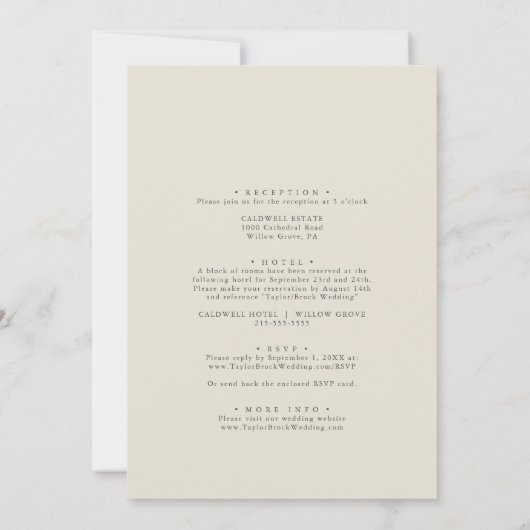 Invitation Élégant floral blanc | Champagne Mariage officiel (Dos)