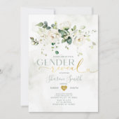 Invitation Élégant floral blanc Lui ou elle Révélation de gen (Devant)