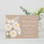 Invitation Élégant floral blanc marguerites Mariage beige (Debout devant)