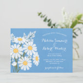 Invitation Élégant floral blanc marguerites Mariage bleu (Debout devant)