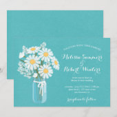 Invitation Elégant floral blanc marguerites Mason Jar Mariage (Devant / Derrière)