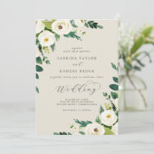 Invitation Élégant floral blanc | Mariage Champagne (Debout devant)