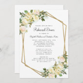 Invitation Élégant Floral Blanc Mariage Gold Rehears (Devant / Derrière)