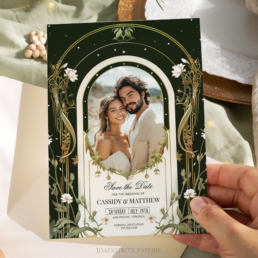 Invitation Élégant floral blanc pour mariage "Save the Date"