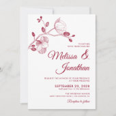 Invitation Élégant floral blanc pourpre rouge orchidées maria (Devant)