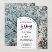 Invitation Élégant Floral Blanc Roses Arbre Mariage été (Devant / Derrière)