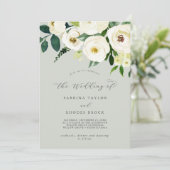 Invitation Élégant floral blanc | Sage Mint Le Mariage De (Debout devant)