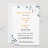 Invitation Élégant Floral Bleu Bellflower Dîner de répétition (Devant)