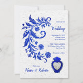 Invitation Elégant Floral bleu couleur Mariage mexicain (Devant)