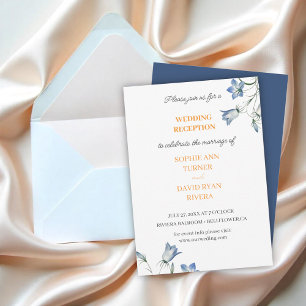 Invitation Elégant Floral Blue Bellflower Réception de mariag