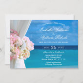 Invitation Elégant Floral Blue Ocean Beach Mariage d'été (Devant)
