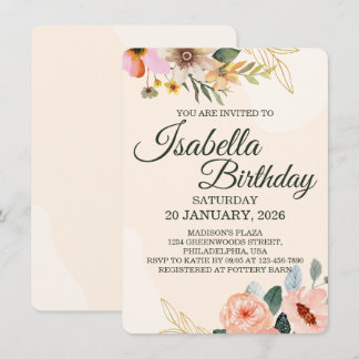 Invitation Elegant Floral – Blush and Peach Watercolor Flower