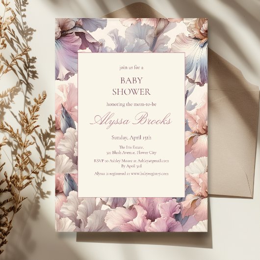 Invitation Elégant floral Blush moderne Baby shower bébé fill