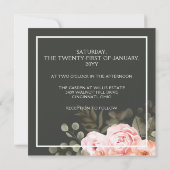 Invitation Élégant Floral Blush rose Botanique Mariage modern (Dos)