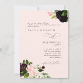 Invitation Élégant Floral Blush & Wine Bride Parents Mariage (Devant)