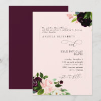 Élégant Floral Blush & Wine Bride Parents Mariage