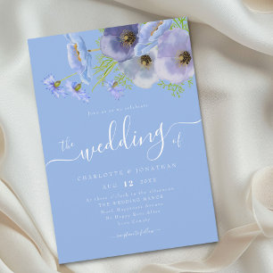 Invitation Élégant floral bohème bleu aquarelle pour mariage