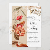 Invitation Élégant Floral Bohème Neutre Rustique (Devant / Derrière)
