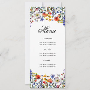 Invitation Elégant Floral Boho 70e Anniversaire Menu de fête