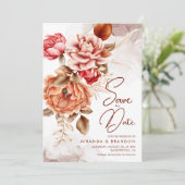 Invitation Elégant Floral Boho Photo Sauvez la date (Debout devant)