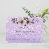 Invitation Élégant Floral Bokeh scintillant RSVP (Debout devant)