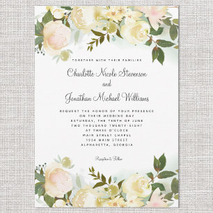 Invitation Elégant Floral Botanical Greenery Mariage Feuille