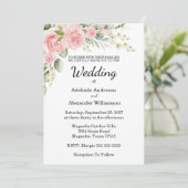 Invitation Elegant Floral Botanical Rose Pink Wedding (Debout devant)