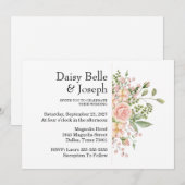 Invitation Elegant Floral Botanical Rose Pink Wedding (Devant / Derrière)