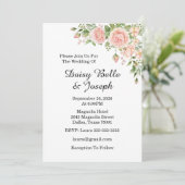 Invitation Elegant Floral Botanical Rose Pink Wedding (Debout devant)