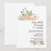 Invitation Elegant Floral Botanical Rose Pink Wedding (Devant / Derrière)