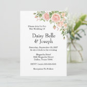 Invitation Elegant Floral Botanical Rose Pink Wedding (Debout devant)