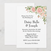 Invitation Elegant Floral Botanical Rose Pink Wedding (Devant / Derrière)
