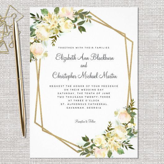 Invitation Elégant floral botanique aquarelle chic Mariage