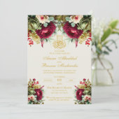 Invitation Élégant Floral Bourgogne Rouge Roses Mariage islam (Debout devant)