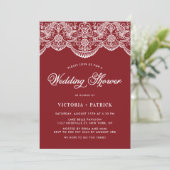 Invitation Élégant Floral Brocade Lace Wedding shower rouge (Debout devant)
