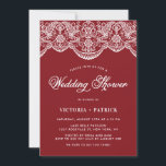 Invitation Élégant Floral Brocade Lace Wedding shower rouge<br><div class="desc">Invitation votre invité à votre événement avec cette invitation wedding shower personnalisable. il dispose de dentelle de brocart botanique blanche sur un arrière - plan rouge. Personnalisez cette élégante invitation à la douche de mariage en ajoutant des noms, date, heure, lieu et autres détails. Cette élégante invitation à la dentelle...</div>