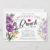 Invitation Élégant floral| Brunch pour la fête des mères (Devant)